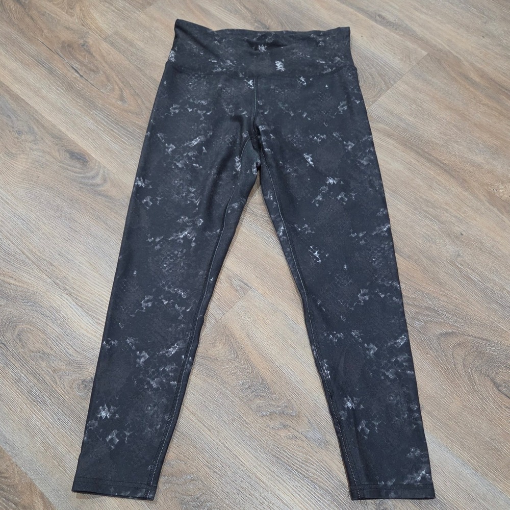 Jessica Simpson Active Black Snakeskin Print Leggings Womens Large High Waist